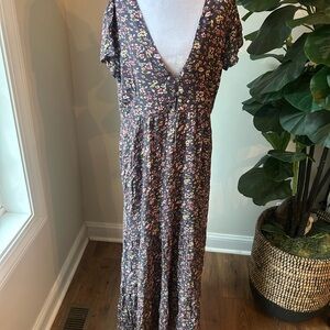 NATURAL LIFE Floral Dress with Gray and Yellow Accents